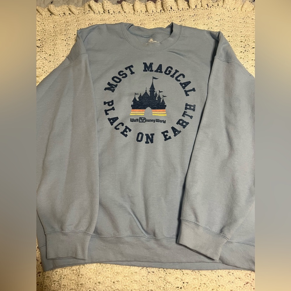 WDW most magical place on earth pale blue pullover UNISEX XXL